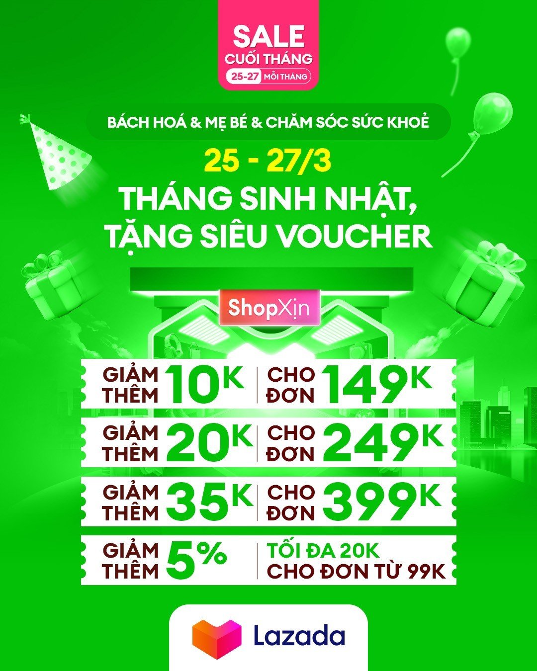 Mưa voucher từ sinh nhật Lazada  VNPT